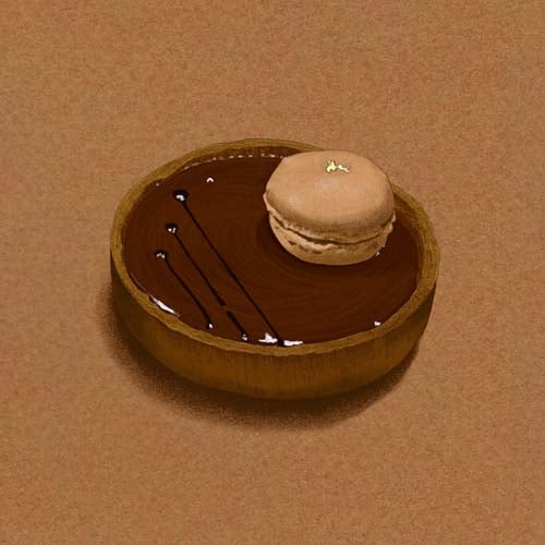 Dessin d'une tartelette chocolat caramel
